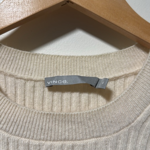 Vince ribbed cashmere cream/navy striped sweater, size small - Picture 2 of 3